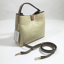 Jen &amp; Co Tati Satchel Cross Body Bag Vegan Leather Beige Woven Pattern - £33.75 GBP