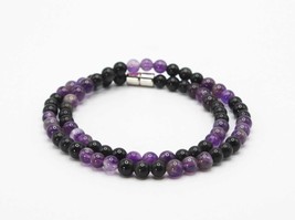Amethyst and Obsidian Necklace - A Guardian of Serenity and Shielding - £25.17 GBP