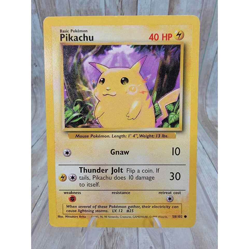 Pikachu 58/102 LP/NM Near Mint Yellow Cheeks Base Set Pokémon Card WOTC ... - $9.79