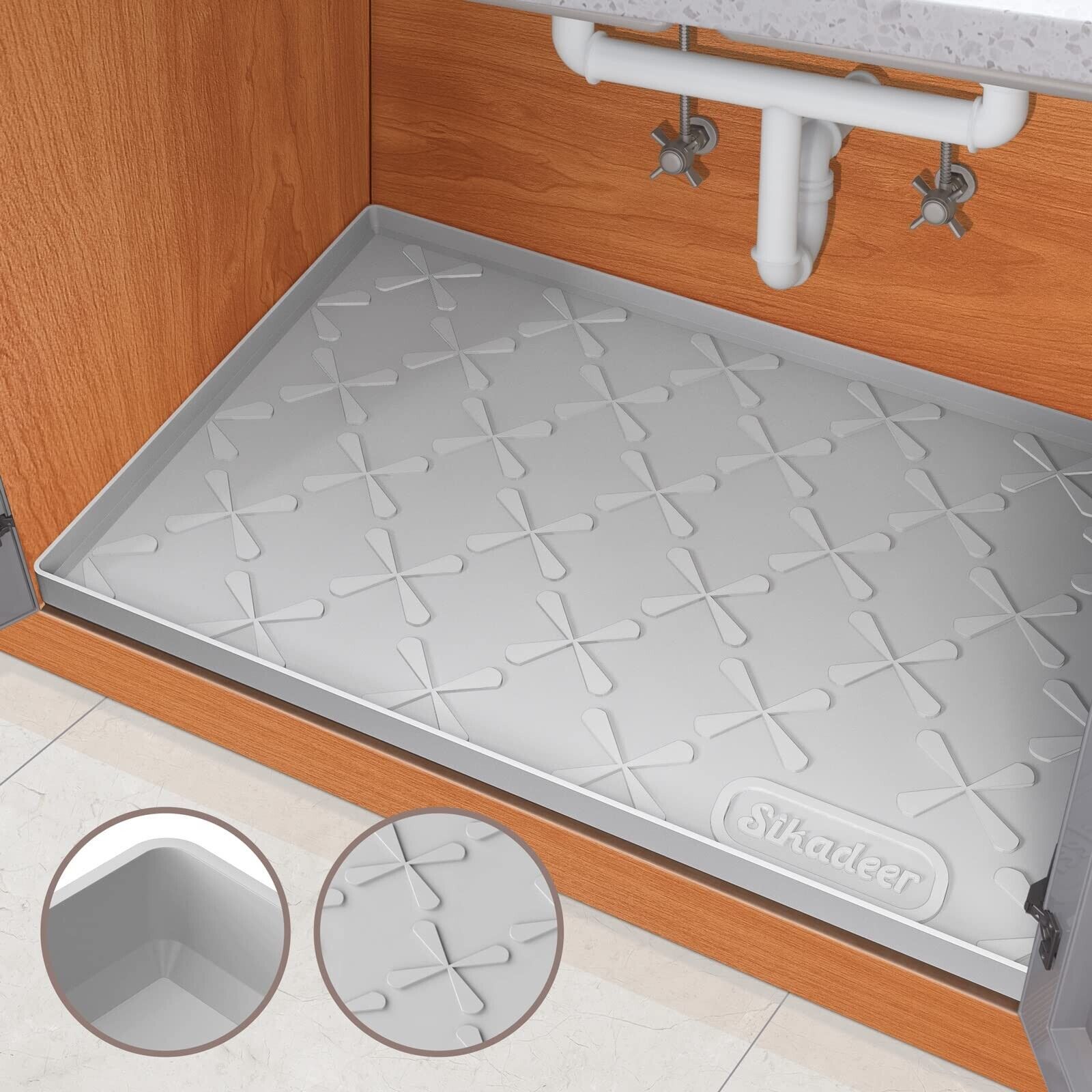 Under Sink Mat For Kitchen Waterproof, 34" X 22" Silicone Under Sink...