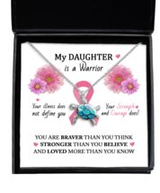 Cancer Necklace My Warrior Daughter Turtle-MC-NL  - £53.04 GBP