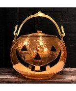 Vintage Hammered Copper Jack O&#39; Lantern Brass Handle LARGE Pumpkin Hallo... - €99,86 EUR