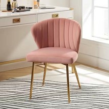 Pink Velvet Upholstered Wingback Accent Side Chair with Gold Metal Legs - $3,650.24 MXN