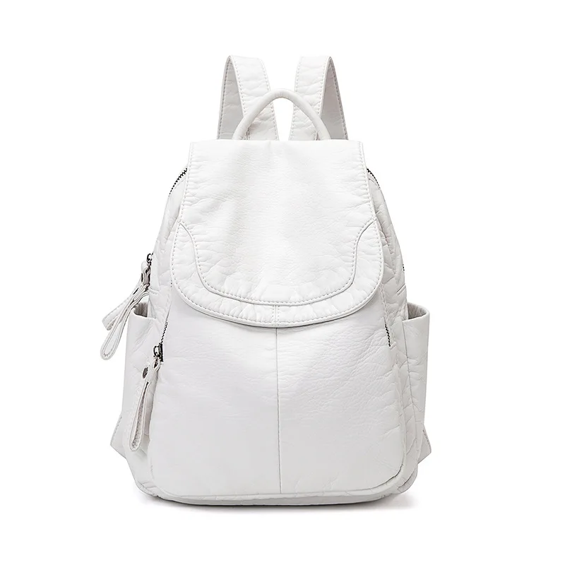  Women&#39;s Backpack White Washed Leather Backpack Female Small School Bags For Tee - £40.02 GBP