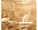 Vtg 1910-30 AZO Sepia Real Photo RPPC Kobe Japan Waterfall &amp; Covered Bri... - $13.32