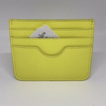 Neiman Marcus Crosshatched Leather Slim Card Case/Wallet.Citron Yellow - $26.18