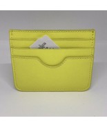 Neiman Marcus Crosshatched Leather Slim Card Case/Wallet.Citron Yellow - $26.18