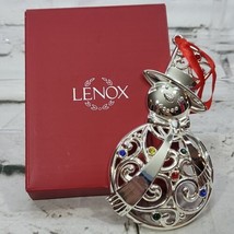 Lenox Sparkle and Scroll Ornament Snowman Multicolor Gems Silver Tone Christmas - £7.90 GBP