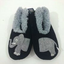 Snoozies Gray Elephant Kids Medium Shoe Size 2/3 Slippers Non-Skid Black - $10.88
