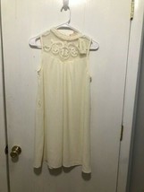 NWT Sweet Wanderer SZ Small Ivory Sleeveless Dress Mesh Embroidered Neck... - $9.89