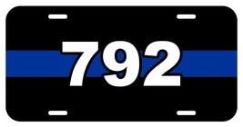 Police Badge Number 792 Personalized Blue Line License Plate Tag METAL car - £4.75 GBP