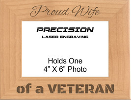 Proud Wife of a Veteran Engraved Wood Picture Frame - 4x6 5x7 - Military Gift - £19.17 GBP+