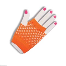 Short Orange Fingerless Fishnet Gloves 80&#39;s To The Maxx Punk Rocker Goth - £4.65 GBP