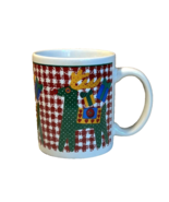 Christmas Checkered Reindeer Vintage 8 oz Coffee Mug - $390.03 MXN