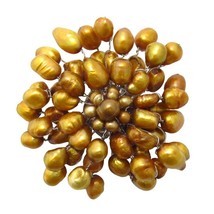 Freshwater Dyed Bronze Pearls Retro Floral Pin-Brooch - £16.27 GBP
