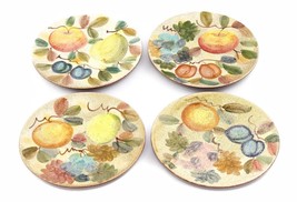 4 Horchow Hand Painted Italian Terracotta Pottery 11&quot; Plates Fruit Pattern - £93.63 GBP