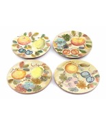 4 HORCHOW HAND PAINTED ITALIAN TERRACOTTA POTTERY 11&quot; PLATES FRUIT PATTERN - £93.76 GBP