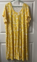 Bobbie Brooks Short Sleeved Mini Dress Plus Size 2x Yellow Floral Jersey - £13.16 GBP