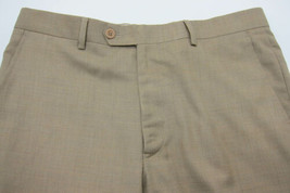 GORGEOUS Santorelli Tan Wool Flat Front Dress Pants Trousers 33x29 33W Italy - £28.39 GBP