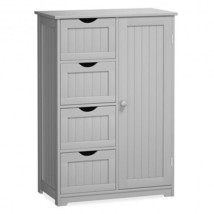 Standing Indoor Wooden Cabinet with 4 Drawers-Gray - Color: Gray - £98.54 GBP