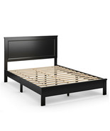 Queen Size Bed Frame Platform Slat High Headboard Bedroom with Rubber Wo... - $9,161.26 MXN