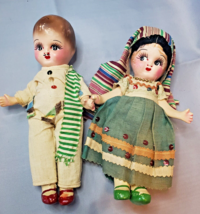  Composition Doll Couple Boy &amp; Girl 8.5 in Portugal Spain 1940s or 50s Souvenir - £22.28 GBP