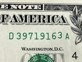 Gas Pump Error Fancy Serial Number One Dollar Bill 39719163 - $4.99
