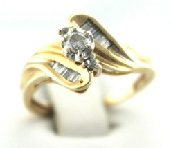 1/4 ct DIAMOND Solitaire Ring REAL Solid 14 K Yellow GOLD 3.0 g SIZE 7 - £465.97 GBP