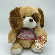 Vintage Fairview Puppy Dog Brown Pink Mushy Shirt 10&quot; Plush Original tags - £26.47 GBP