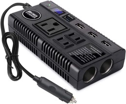 Car Power Inverter 120W Dc 12V 24V To Ac 110V Car Charger Adapter With 3, Black - £36.95 GBP