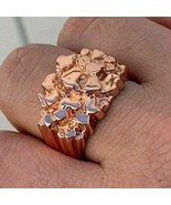 Plata de Ley Real 14K Oro Rosa Chapado Hombres Nugget Meñique Anillo Tod... - €84,94 EUR