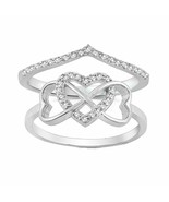 Bonito Triple Corazón Infinito Celta Boda Compromiso 2-Ring Set Moissanita - $176.52 CAD