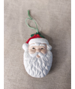 Pair Of Handcrafted Ceramic Father Christmas Head Hanging Decorations - $33.05