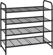Simple Trending 4-Tier Stackable Shoe Rack, Expandable And Adjustable, Black. - £40.71 GBP