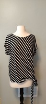 Per Seption Concept Top Womens XL  Stripe Short Sleeve Front Tie - £9.18 GBP