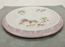 Ceramic Teapot Trivet, Hand Painted Flowers, Slip-Trail Relief, Vintage, TRV-07 - £11.47 GBP