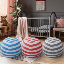 Cotton Canvas Beanbag with Zipper for Organizing Kid&#39;s and Adults Room Grey 24&quot; - £41.11 GBP