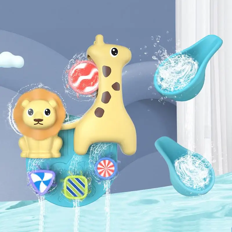 Kids Bath Toys Cartoon Giraffe Lion Water Games Toy Set Colorful Swimming Pool - £14.85 GBP