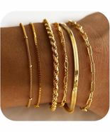 Gold Bracelets for Women Waterproof, 14K Gold Plated Jewelry Sets - $417.66 MXN