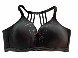 Cacique Lightly Lined No-Wire Bra Plus Size 46DD Black Star Print Comfort - £17.80 GBP