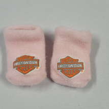 Harley Davidson Baby Girl Booties Bootees Socks Newborn 0-3 Pink - £9.27 GBP