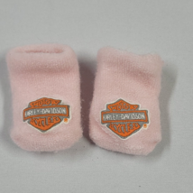 Harley Davidson Baby Girl Booties Bootees Socks Newborn 0-3 Pink - £9.46 GBP