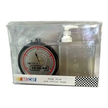 NASCAR-Themed Soap Dish &amp; Lotion Pump Set With Race Clock Design - $32.00