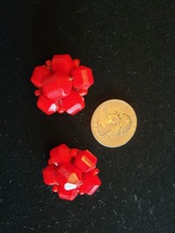 Germany Red Cluster bead clip earrings - £10.40 GBP