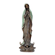 Large Our lady Blessed Virgin Mary Praying Real Bronze Statue Sculpture - $1,107.02