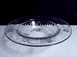 Paden City NERVA Art Deco 12.5&quot; Crystal 3-Toed Footed Console Bowl Cut F... - £19.45 GBP