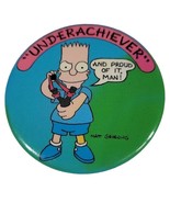 Bart Simpson Underachiever Proud of it Man (1989) 1.75&quot; Vintage Pin-Back... - $3.05 CAD