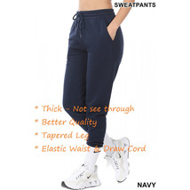 Womens Sweatpants Good Quality   Navy Blue Joggers Workout Pants Relaxed Fit Ela - £21.81 GBP