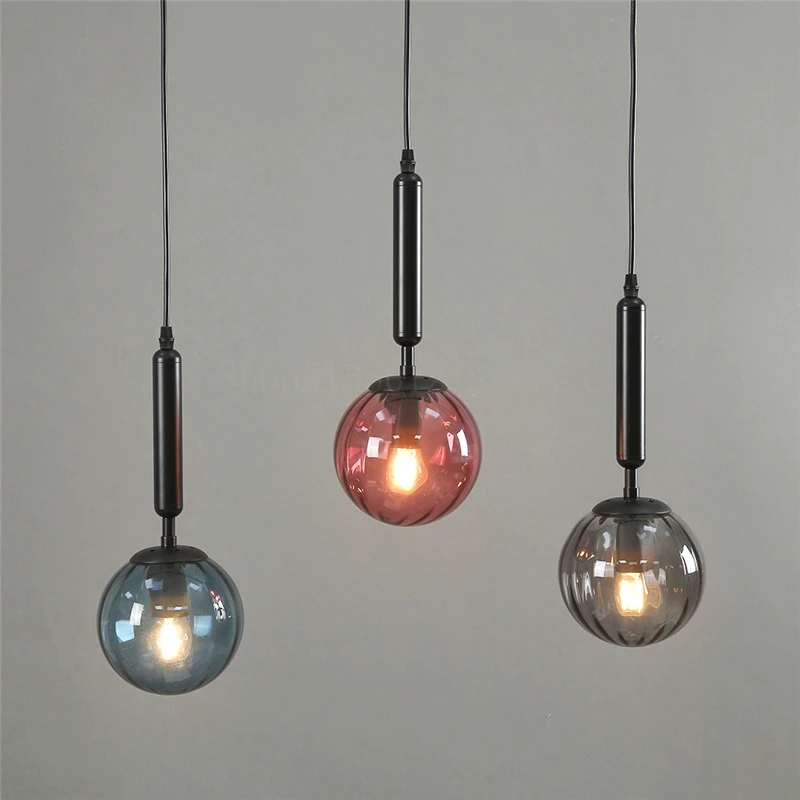 Modern Color Glass Ball Pendant Lamp Led Hanging Lighting Nordic Minimalist - $40.40