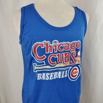 Vintage 80s Chicago Cubs Tank Top Shirt Large Blue Screen Stars MLB Baseball USA - £14.69 GBP